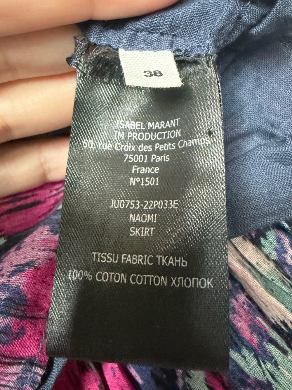 Isabel Marant Etoile Naomi Smocked Mini Skirt in Faded Night Size 38 - Picture 3 of 4